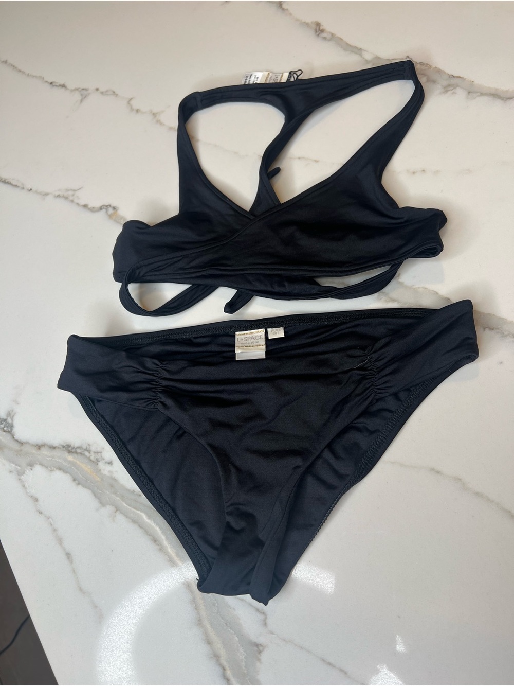 L* Space Black Two-Piece Bikini Set S XS
